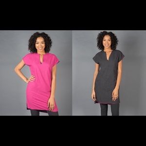 L Betabrand Reversible Travel Tunic Gray/Pink NWT